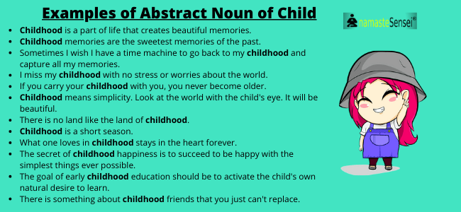 abstract noun of child examples