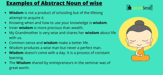 abstract noun of wise examples