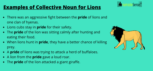 examples of collective noun for lions