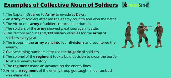 examples of collective noun of soldiers in sentences