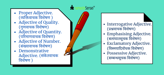 types of adjective in hindi