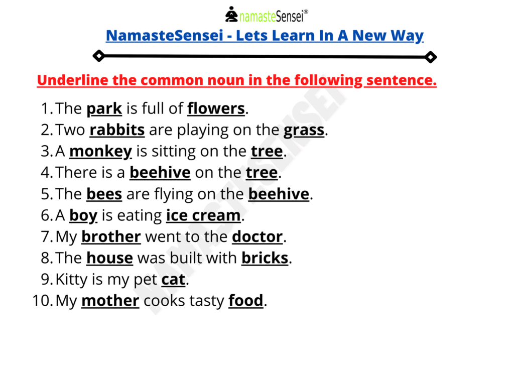 Common Noun And Proper Noun Worksheet for Class 2