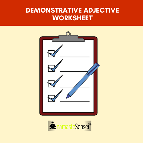 Demonstrative Adjectives Worksheet Download PDF