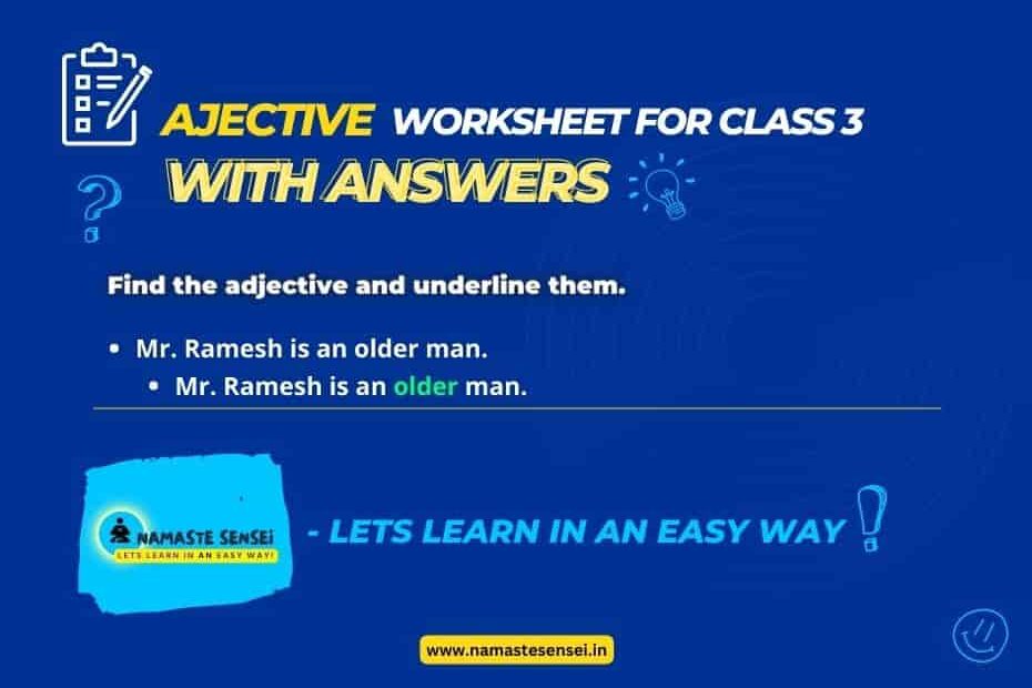 adjective worksheet for class 3 with answers