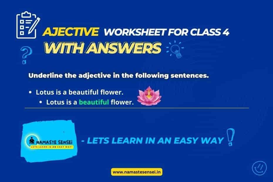 Adjective Worksheet For Class 4 With Answers Free PDF