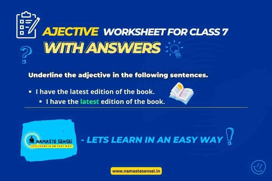 adjective worksheet for class 7 with answers