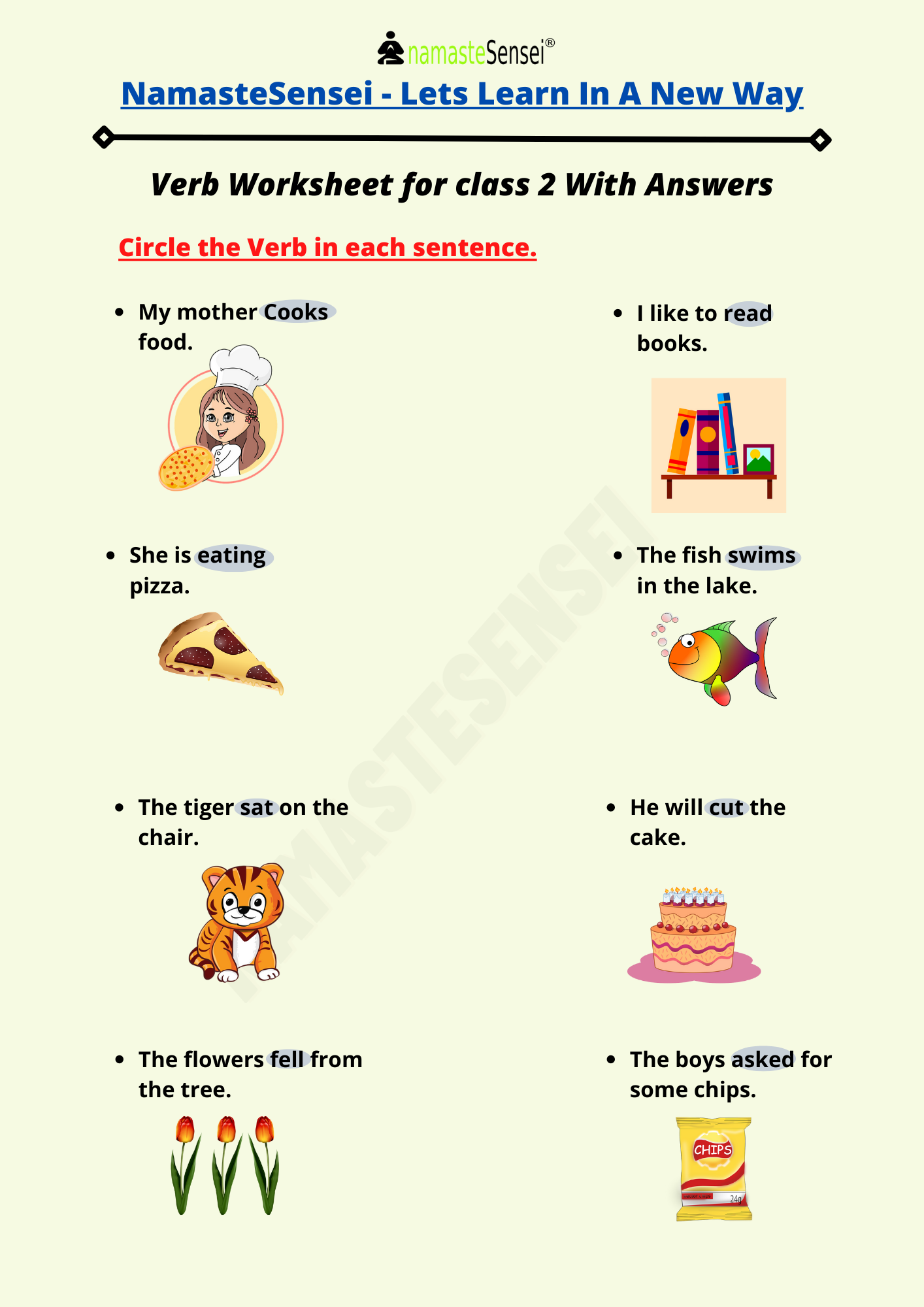 Verbs Worksheet For Class 2 Pdf