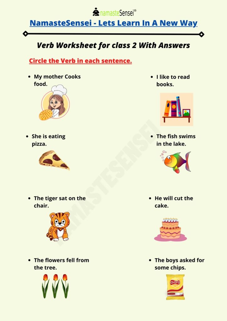 verb worksheet for class 2 questions