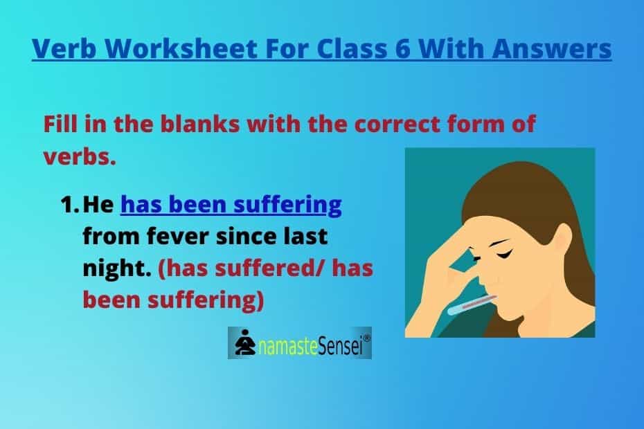 verb worksheet for class 6 featured with answers