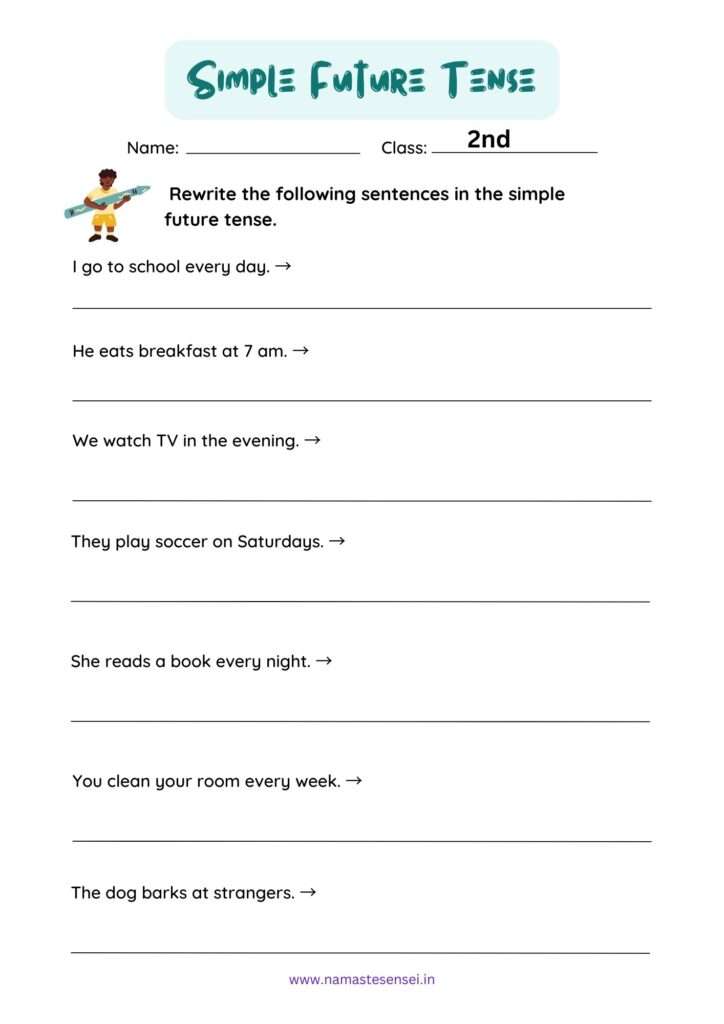 worksheet 2 simple future tense worksheet for class 2 with answers