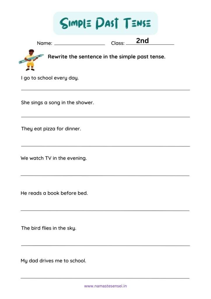 simple past tense worksheet for class 2 with answers | past indefinite tense worksheet for class 2 with answers