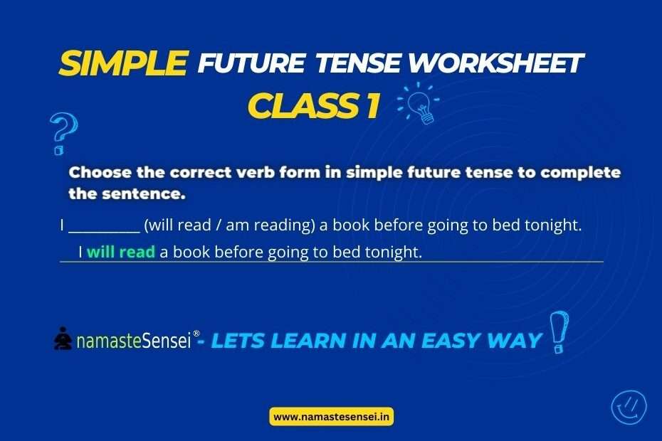 simple future tense worksheet for class 1