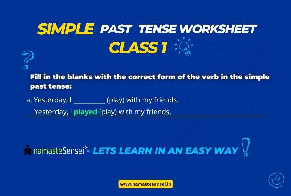 simple past tense worksheet for class 1 grade 1 featured