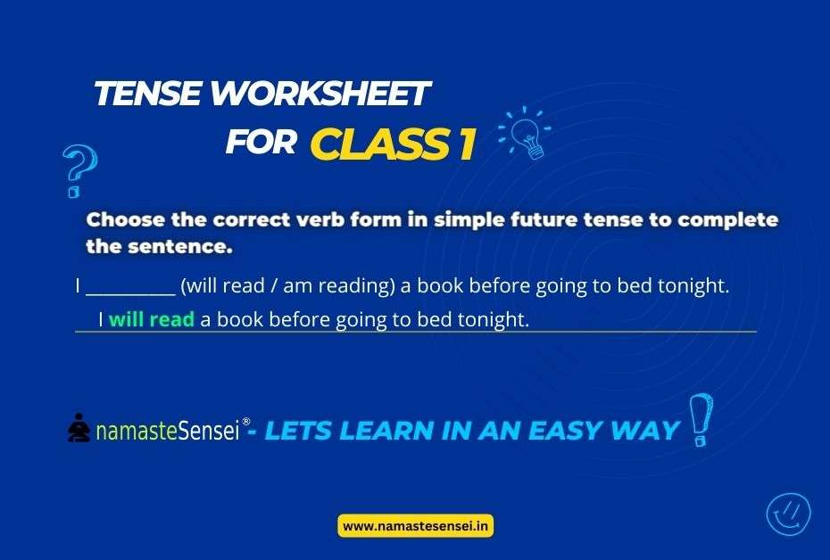 tense worksheet for class 1 with answers | Tense exercise for grade 1 with answers