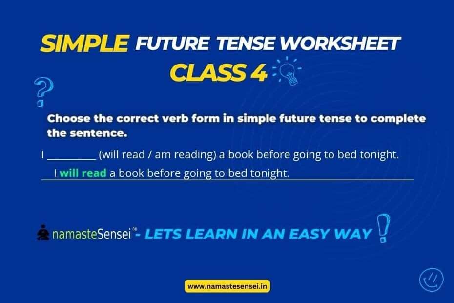 Simple future Tense worksheet for class 4 with answers feaatured