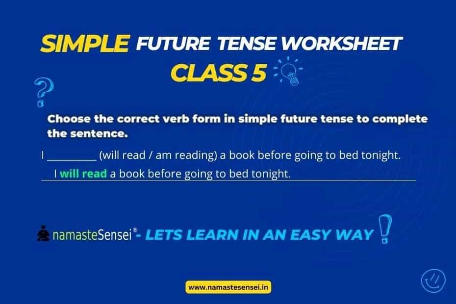 simple future tense worksheet for class 5 with answers featured