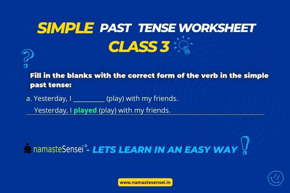 simple past tense worksheet for class 3 with answers featured | present indefinite tense worksheet for class 3