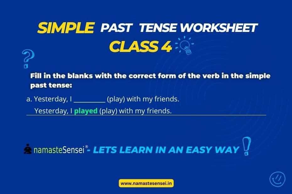 Simple past Tense worksheet for class 4 with answers featured