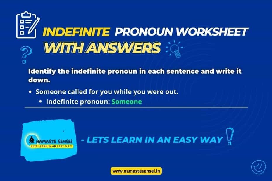 Indefinite pronouns worksheet | Indefinite pronouns exercises