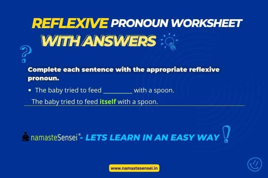 reflexive pronoun worksheet featured with answer