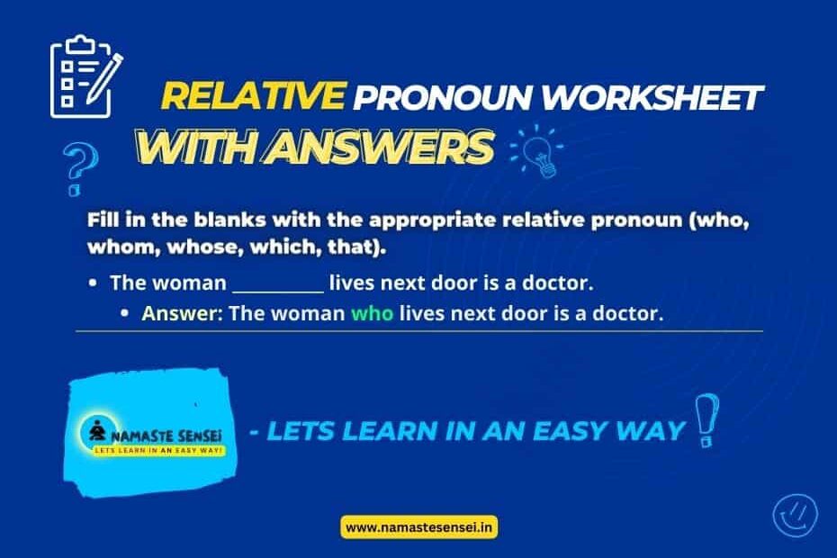 relative pronoun worksheet with answers | relative pronoun exercises