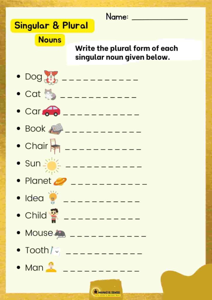 singular and plural noun worksheet with answers and free pdf