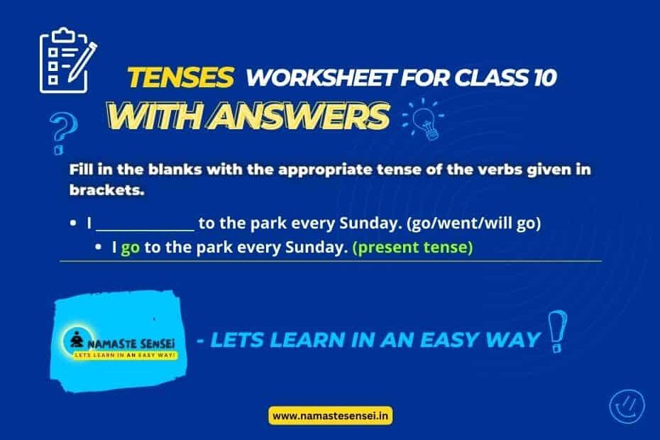 tenses worksheet for class 10 with answers and free pdf featured