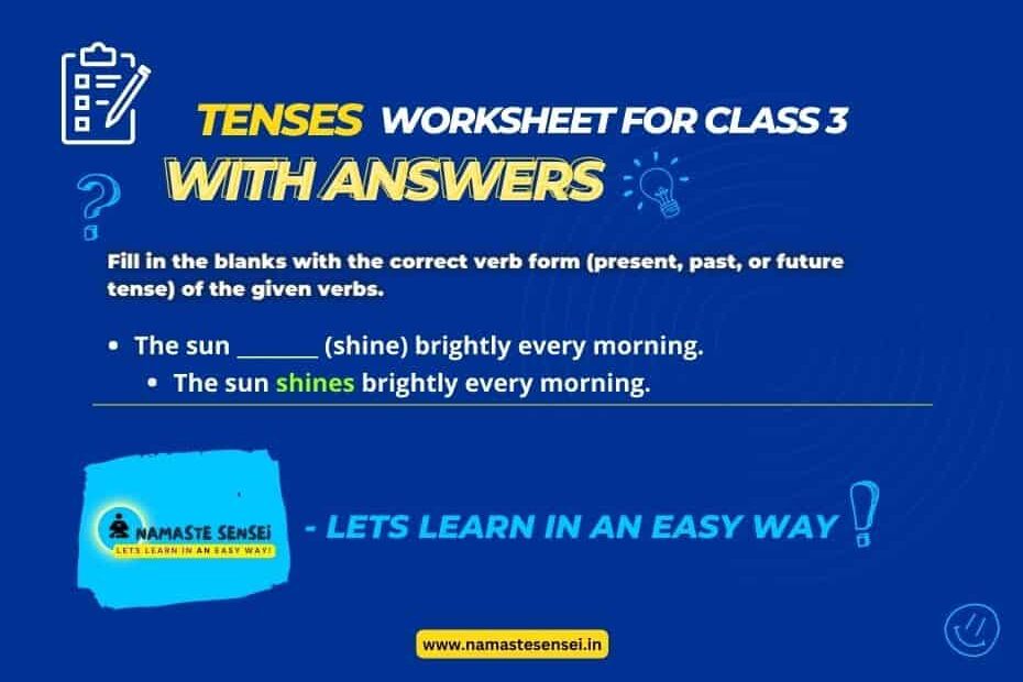 Tenses Worksheet For Class 3 With Answers Free PDF