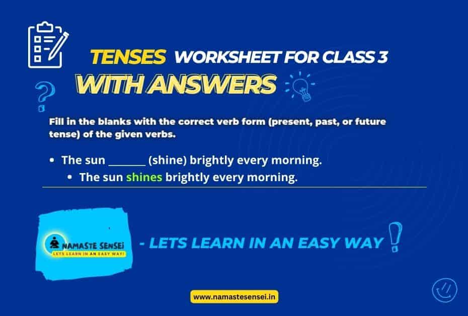 Present Continuous Tense Worksheet For Class 3 With Answers