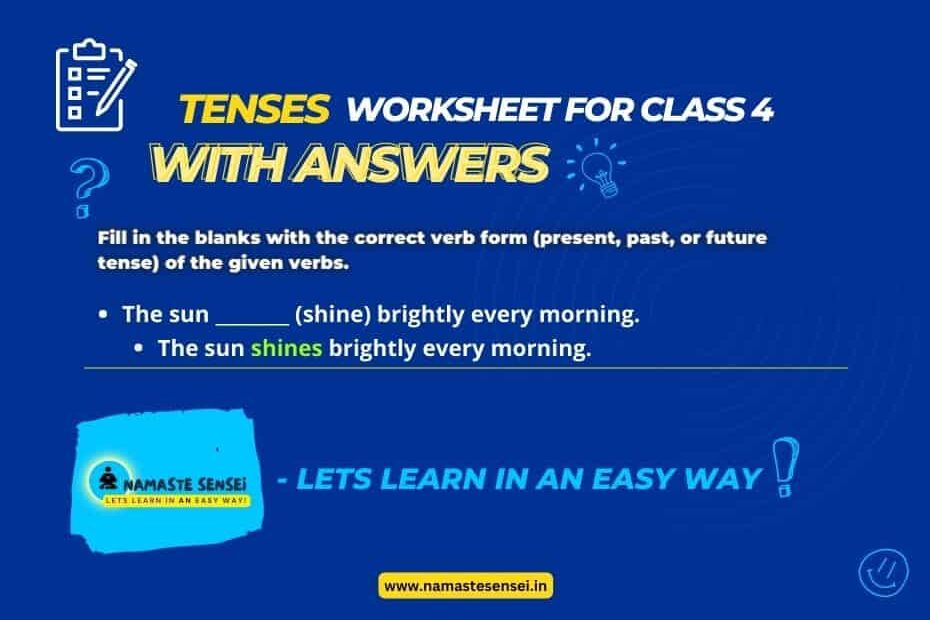 tenses worksheet for class 4 with answers | tenses exercise