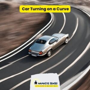 Car turning on a curve. Inertia of direction examples in physics & real life